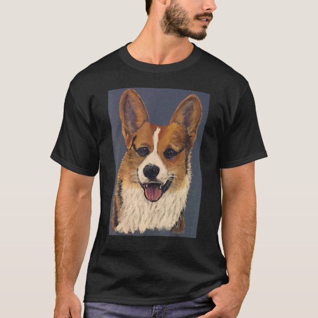 Pembroke Welsh Corgi Oljemålad T Shirt (Framsida)