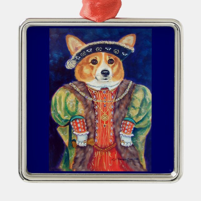 Pembroke Welsh Corgi Ornament Square Premium (Framsidan)