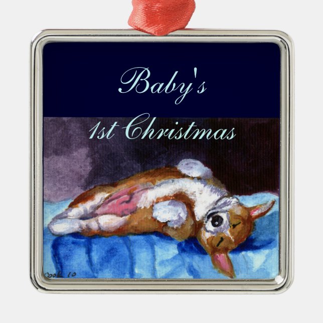 Pembroke Welsh Corgi Ornament Square Premium (Framsidan)
