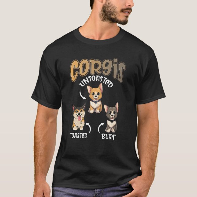 Pembroke Welsh Corgi Otostad Tostad Burnt Hund T Shirt (Framsida)