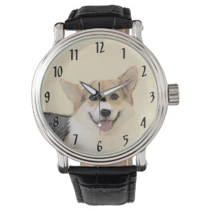 Pembroke Welsh Corgi Painting - Original Hund Art Armbandsur