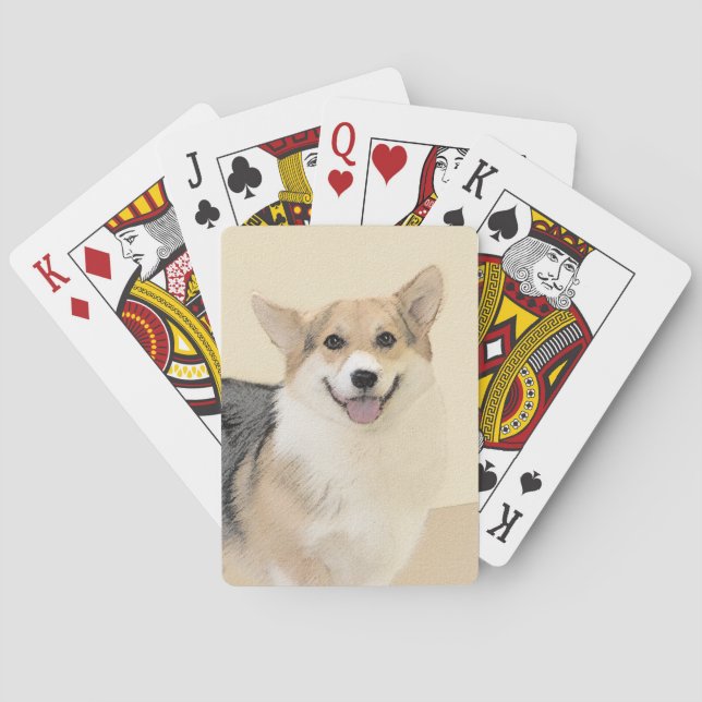 Pembroke Welsh Corgi Painting - Original Hund Art Casinokort (Baksidan)