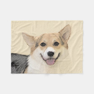 Pembroke Welsh Corgi Painting - Original Hund Art Fleecefilt
