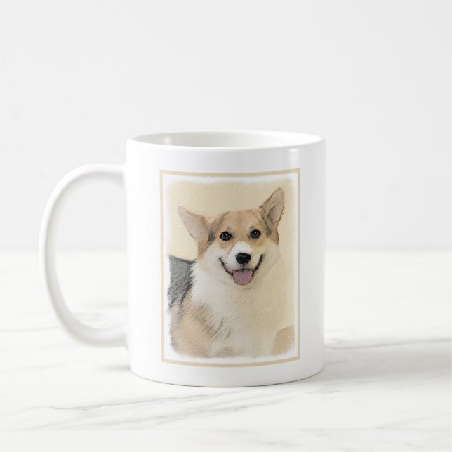 Pembroke Welsh Corgi Painting - Original Hund Art Kaffemugg (Vänster)