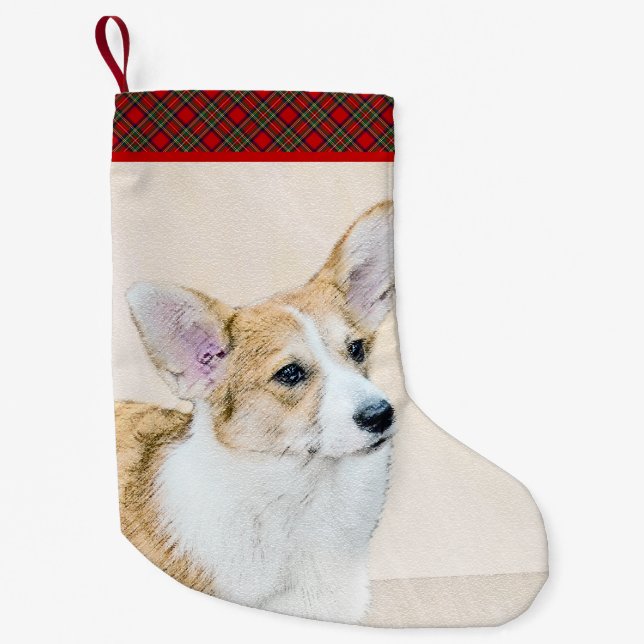 Pembroke Welsh Corgi Painting - Original Hund Art Liten Julstrumpa (Framsidan)