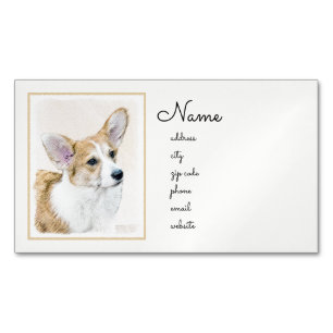 Pembroke Welsh Corgi Painting - Original Hund Art Magnetiska Visitkort