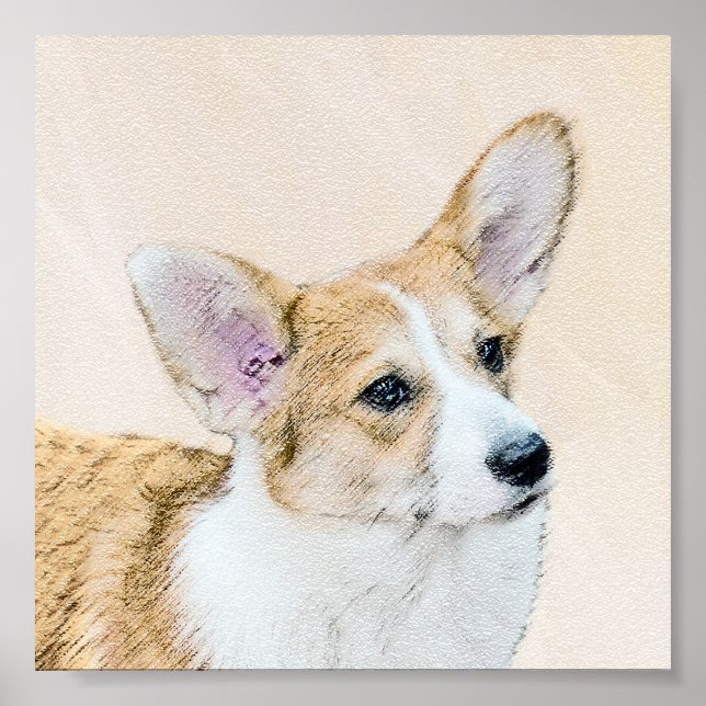 Pembroke Welsh Corgi Painting - Original Hund Art Poster (Framsidan)