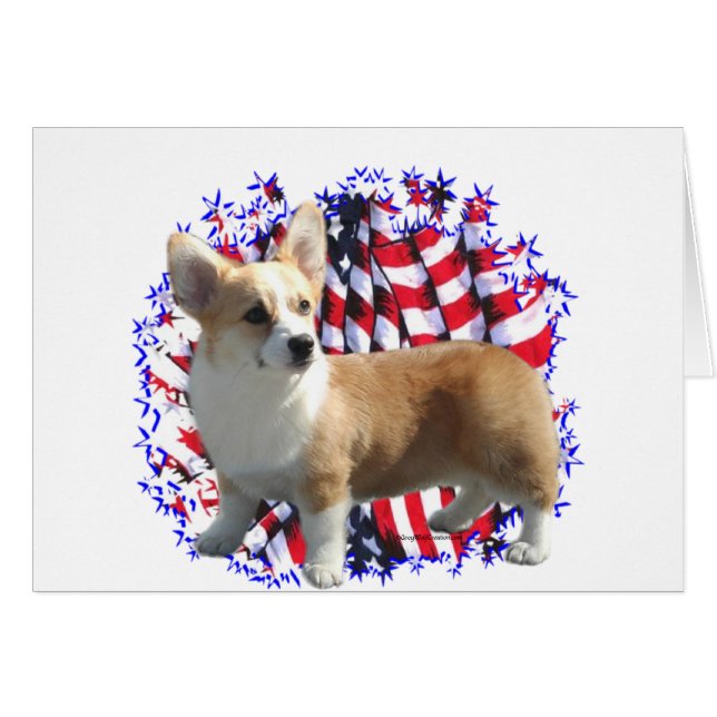 Pembroke Welsh Corgi Patriot Hälsningskort (Framsidan Horizontal)