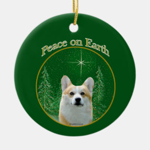 Pembroke Welsh Corgi Peace Julgransprydnad Keramik
