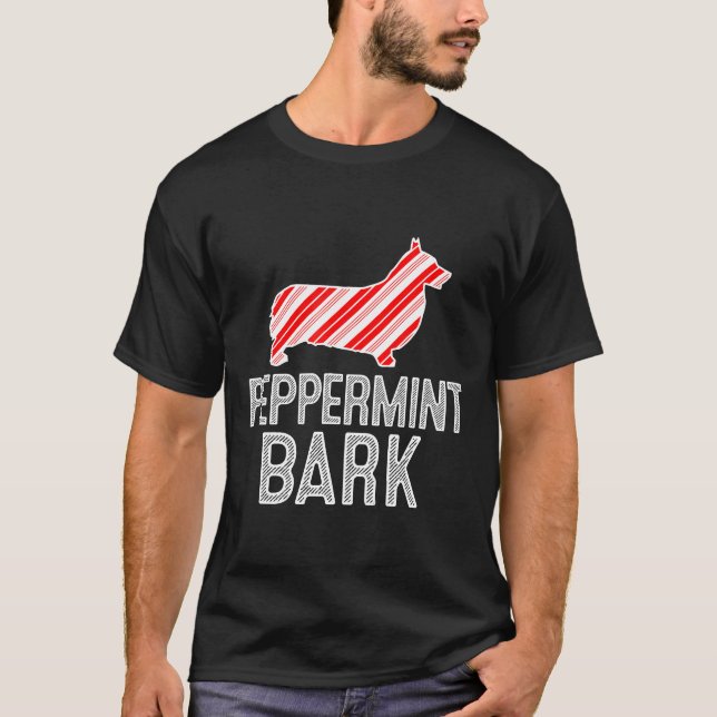 Pembroke Welsh Corgi Peppermint Bark Jul Hund T Shirt (Framsida)