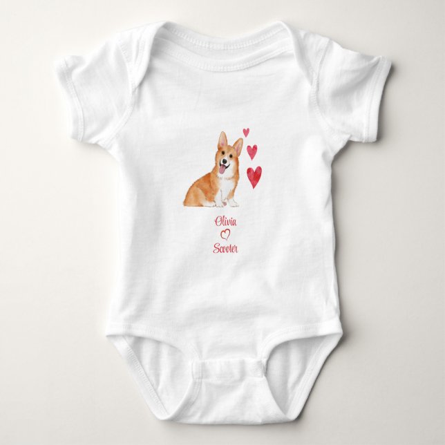 Pembroke Welsh Corgi Personlig Baby Kärlek Hund T Shirt (Framsida)