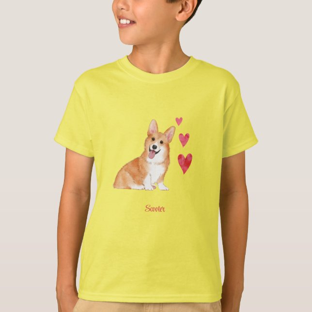 Pembroke Welsh Corgi Personlig Hund T Shirt (Framsida)