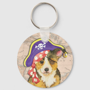 Pembroke Welsh Corgi Pirat Nyckelring