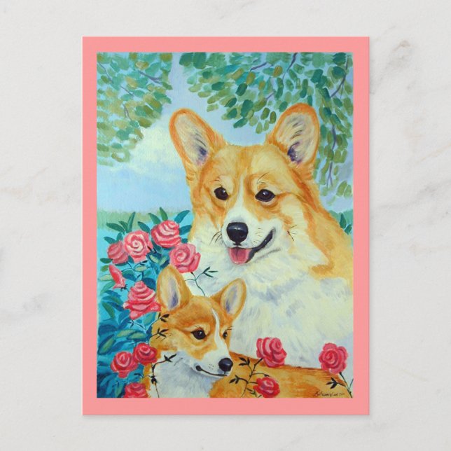 Pembroke Welsh Corgi Postcards Vykort (Framsida)