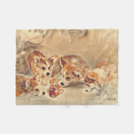 Pembroke Welsh Corgi Puppies Fleecefilt