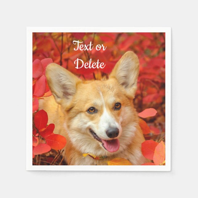 Pembroke Welsh Corgi Puppy Hund i Red Lövs Pappersservett (Framsidan)