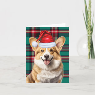 Pembroke Welsh Corgi Red Grönt Plade jul jul Helgkort