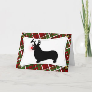 Pembroke Welsh Corgi Reindeer julkort Helgkort