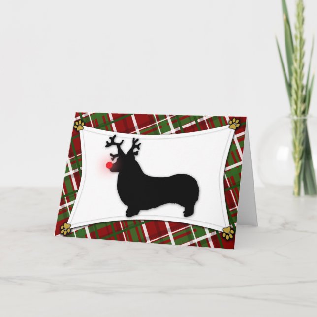 Pembroke Welsh Corgi Reindeer julkort Helgkort (Framsida)