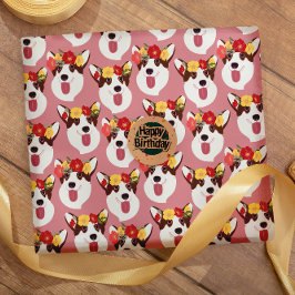 Pembroke Welsh Corgi Rosa Tecknad Wrapping Papper Presentpapper
