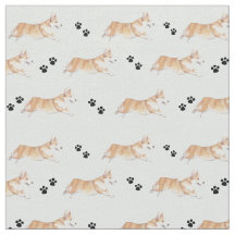 Pembroke Welsh Corgi Running Hund Art Fabric