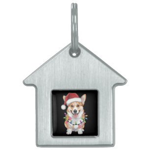 Pembroke Welsh Corgi Santa Julgran Ljus ID-bricka Husdjur