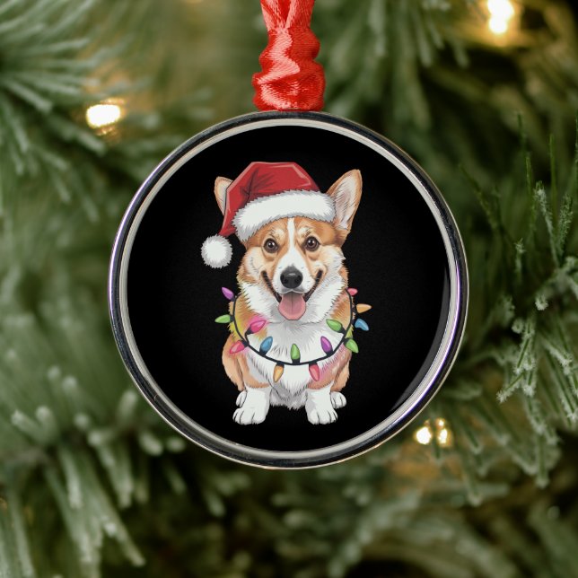 Pembroke Welsh Corgi Santa Julgran Ljus Julgransprydnad Metall (Träd)