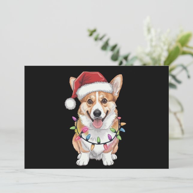 Pembroke Welsh Corgi Santa Julgran Ljus Julkort (Stående Fram)