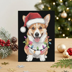 Pembroke Welsh Corgi Santa mössa julbelysning Helg Vykort