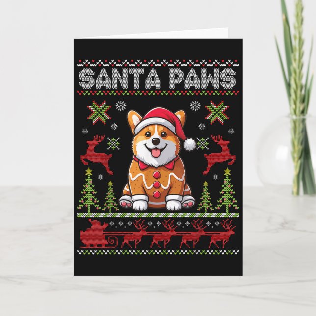 Pembroke Welsh Corgi Santa Paws Merry Christmas Ug Kort (Framsida)