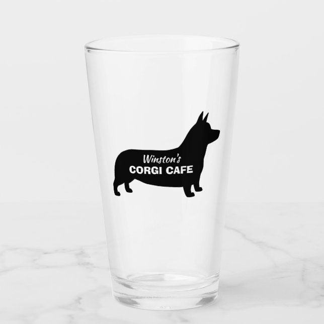 Pembroke Welsh Corgi Silhouette Anpassningsbar Hun Glaskopp (Framsida)
