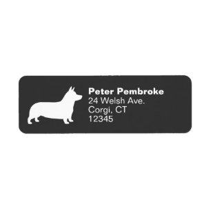 Pembroke Welsh Corgi Silhouette Returadress Etikett