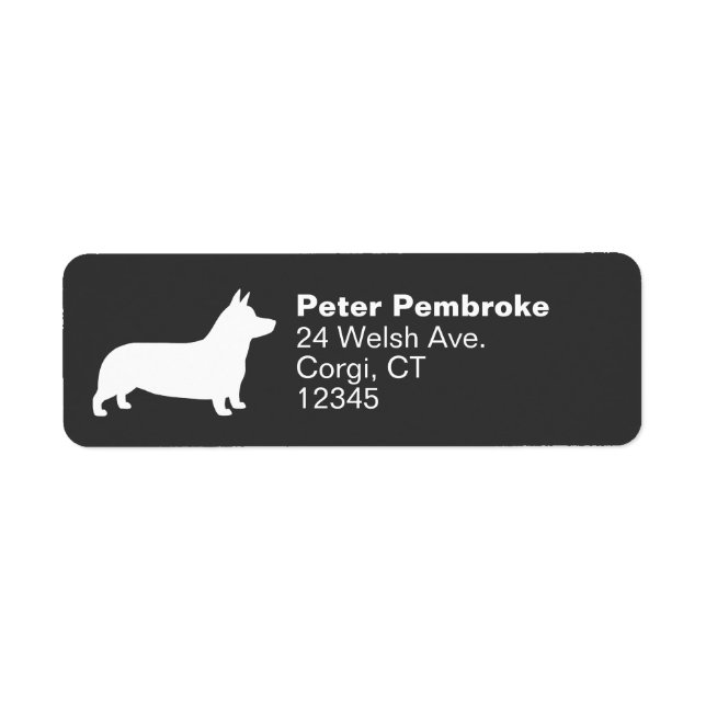 Pembroke Welsh Corgi Silhouette Returadress Returadress Etikett (Framsidan)