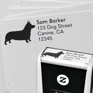 Pembroke Welsh Corgi Silhouette Returadress Självfärgande Stämpel