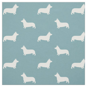 Pembroke Welsh Corgi Silhouettes Mönster Blue Tyg