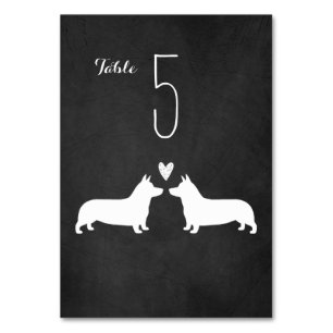 Pembroke Welsh Corgi Silhouettes Wedding Reception Bordsnummer