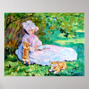 Pembroke Welsh Corgi Skriv ut Springtime Poster