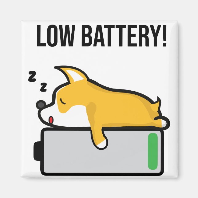 Pembroke Welsh Corgi Sleeping Low Battery Magnet (Framsidan)