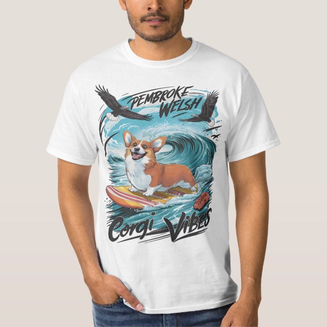 Pembroke Welsh Corgi som överlevde Wave Rider T Shirt (Framsida)