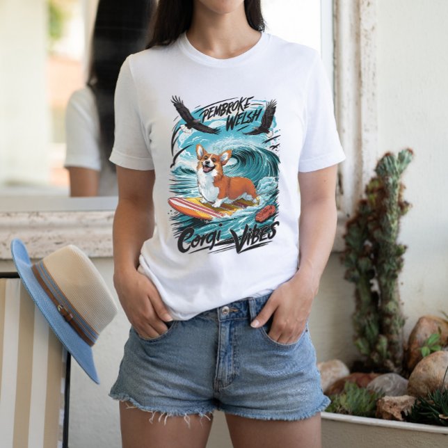 Pembroke Welsh Corgi som överlevde Wave Rider T Shirt (Skapare uppladdad)