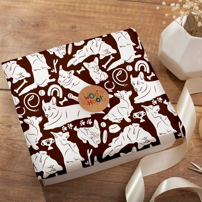 Pembroke Welsh Corgi sömlös mönster Presentpapper (Skapare uppladdad)