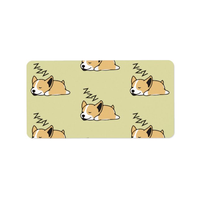 Pembroke Welsh Corgi Sovande Hundälskare ZZZ Adressetikett (Framsidan)