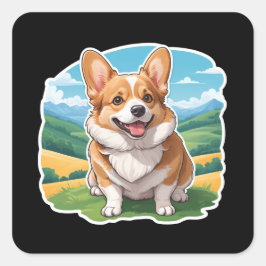 Pembroke Welsh Corgi Sticker Fyrkantigt Klistermärke