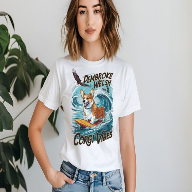 Pembroke Welsh Corgi Surfer Tackles Epic Wave T Shirt (Skapare uppladdad)