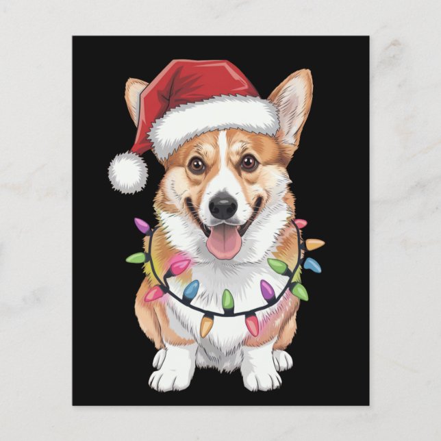 Pembroke Welsh Corgi Tomte Julgran Ljuskedja  Flygblad (Framsidan)
