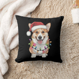 Pembroke Welsh Corgi Tomte Julgran Ljuskedja Kudde
