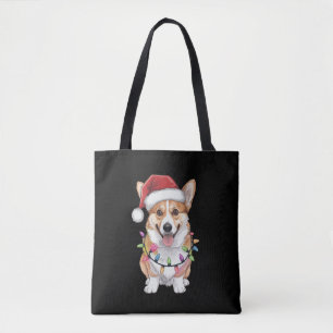 Pembroke Welsh Corgi Tomte Julgran Ljuskedja Tygkasse