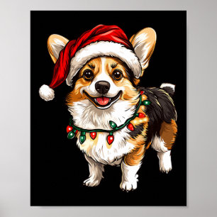Pembroke Welsh Corgi Tomte Julgran Ljuskedja X Poster