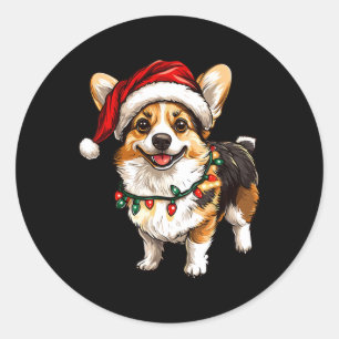 Pembroke Welsh Corgi Tomte Julgran Ljuskedja X Runt Klistermärke