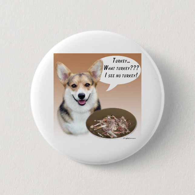Pembroke Welsh Corgi Turkey - Button Knapp (Framsida)